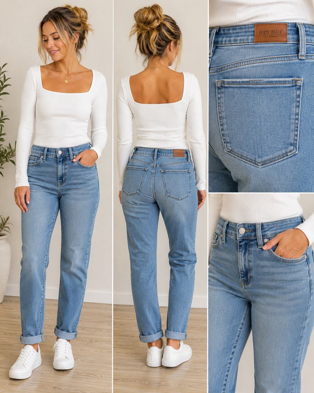 Judy Blue Boyfriend Fit Jeans Womens 11/30 Light Wash Mid Rise Stretch Denim